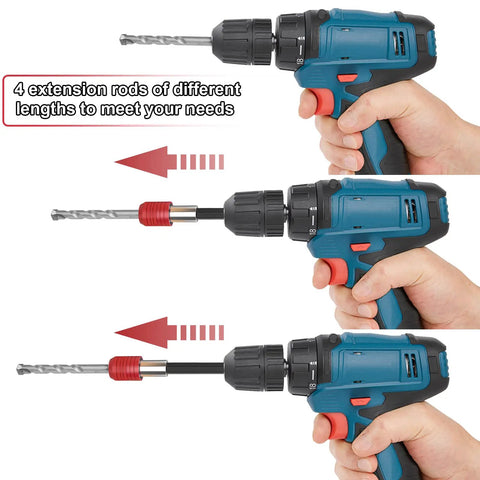 Drill Bit Extension Set 4 Pcs Magnetic Bit Holder Bar Chuck Adapter Extender Heavy Duty One Quarter Inch Hex Quick Release Bit Holder For Impact Driver Screws Nuts And Drill shown with different lengths