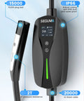 Portable Tesla Wall Connector Featuring No Sweat Nema 10 30 Plug Method Level 2 Ev Speed Charger With Tunable Amps close-up view.