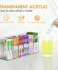 Game Changing Drink Packet Organizer With Adhesive And Magnet Mount For Fridge Cabinet Featuring Slide Out Dividers, transparent acrylic design with multiple drink packets.
