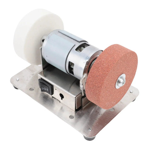 Powerful Mini Electric Bench Grinder With Adjustable Seven-Speed Controls And Cw Ccw Rotation for metal wood polishing and buffing tasks.