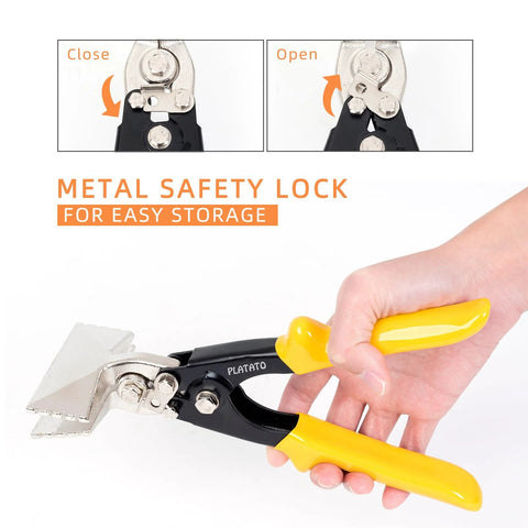 PLATATO 3-Inch hand seamer with yellow handles and black body for bending and seaming sheet metal 18–30 gauge.