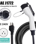 Portable Level One EV Charger With Twenty Five Foot Cord And 110 Volt Nema Socket For Hassle Free Home Charging Station compatible with SAE J1772.