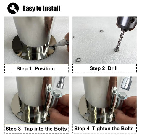 Instructions for Easy Installation of Tough As Nails Heavy Duty Security Bollard Posts 2 Pack 304 Stainless Steel Traffic Delineators.