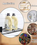 Heavy Duty Slatwall Shelves 16 Inch Wide Wire Shelf Organizer with detergent bottles in garage and kitchen settings