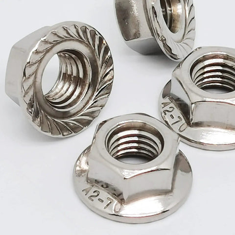 Top Tier 4 Pack Left Hand Serrated Flange Nut Set M10X1.5MM Hex Lock Nuts Woven From Grit Proof 304 Stainless Steel For Shed Hustling And No Sweat Weekend Mechanic Repairs Upgrades