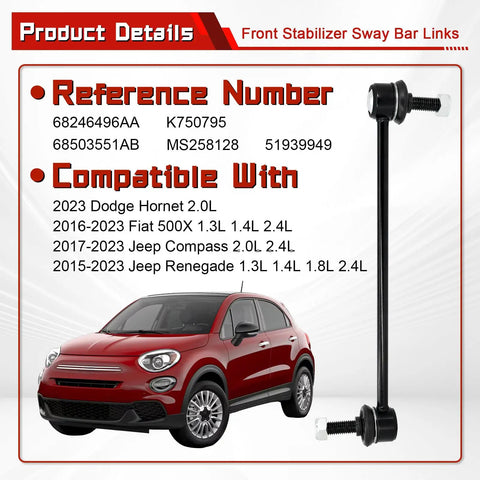 2 Pack Front Stabilizer Sway Bar Links For 2016-2023 Fiat 500X, 2017-2023 Jeep Compass, 2015-2023 Jeep Renegade, And 2023 Dodge Hornet