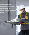 Plumber using Inside Pipe Cutter Kit for Plumbing, Precise Adjustable Depth Tool, 5 Blade Stainless Steel Cutter in action
