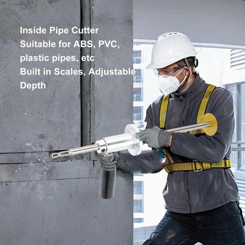Plumber using Inside Pipe Cutter Kit for Plumbing, Precise Adjustable Depth Tool, 5 Blade Stainless Steel Cutter in action
