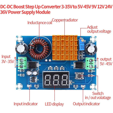 Power Up Your Projects With This DC-DC Boost Converter Module 3-35V To 5-45V Adjustable Output Regulator For Solar Panels And Electronics
