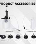 3L Brake Bleeder Kit with Vacuum Pump, 1L Catch Bottle, 4 Master Cylinder Adapters, and 3L Reservoir for Most Vehicles, Easy One Person DIY Brake Bleed for Your Home Garage White, shown with components.
