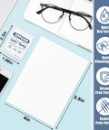 Front view of 500-count lens wipes bulk pack in an individually wrapped white sachet labeled LENS WIPES for eyeglasses.