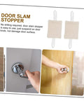 9 Piece Door Slam Stopper Silencer Set For Noise Reduction And Quiet Learning Environments Easy No Tool Installation Without Drilling Protects Doors And Surfaces While Preserving Concentration In Home Office Classroom with beige stoppers on door knobs.
