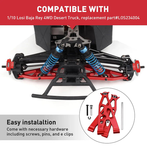 Beefy 6061-T6 Aluminum Front Lower Suspension Arms Set for 1/10 Losi Baja Rey Desert Truck Upgrade Parts LOS234004