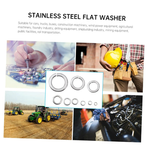 600 Piece Stainless Steel Spring Washers Kit Split Lock Gaskets For Vibration Dampening And Anti Loosening Hardware Assortment Perfect For Cars Trucks Buses Machinery And Marine Equipment In Tough Vibration Environments, stainless steel flat washers