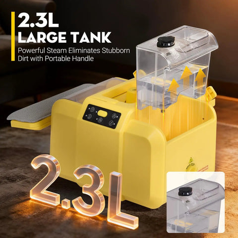Heavy Duty Steam Cleaner Blasts 284 Degree Vapor And 70 Psi Force To Crush Stubborn Grime No Sweat with 2.3L tank and portable handle.