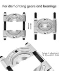 Image showing Heavy Duty Bearing Puller With One Half Inch To Four And Five Eighths Inch Jaw For Gear Pinion Wheel Hub And Bearing Separator Chrome Plated Steel Splitter Tool for dismantling gears and bearings.