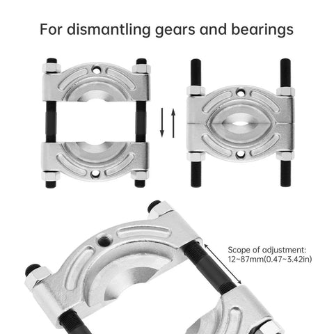Image showing Heavy Duty Bearing Puller With One Half Inch To Four And Five Eighths Inch Jaw For Gear Pinion Wheel Hub And Bearing Separator Chrome Plated Steel Splitter Tool for dismantling gears and bearings.