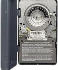Front view of Heavy Duty Electromechanical Timer Switch For 120 To 277VAC Equipment, 40 Amp Load, Auto On Off, dial and controls visible