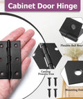 Rock Solid Black Butt Hinges Set of 12 For Interior Doors and Cabinetry Built Tough As Nails Flat Steel Design shown in hand with mounting screws.