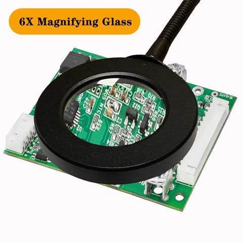 Heavy Duty Soldering Helping Hands with Magnifying Glass and LED Light on PCB
