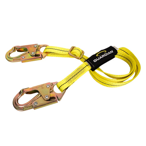 Adjustable Non-Shock Absorbing Lanyard 4 To 6 Feet Yellow For Fall Protection And Work At Heights, 1 Inch Polyester Webbing
