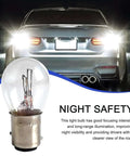 Plug N Play 1157 Bay15D P21 5W S25 High And Low Beam Halogen Brake Light With Waterproof Housing White High Brightness Indicator Replacement For Most Vehicles, shown with bright night visibility in car tail lights