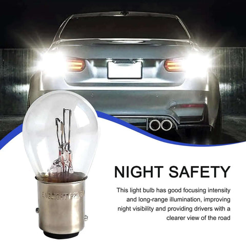 Plug N Play 1157 Bay15D P21 5W S25 High And Low Beam Halogen Brake Light With Waterproof Housing White High Brightness Indicator Replacement For Most Vehicles, shown with bright night visibility in car tail lights