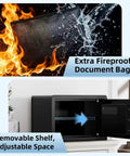 Compact Biometric Safe Box With 0.8 Cu Ft Capacity, Fingerprint Scanner Unlocks In 0.3 Seconds, fireproof bag in flames.