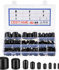 320 Pieces Black Rubber End Caps Set With Round Vinyl Caps for Bolt and Screw Protection, 10 sizes in plastic storage box