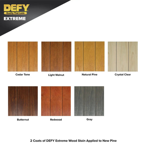 2 coats of Heavy Duty Wood Stain And Sealer In One For Decks, 5 Gallon Semi Transparent Waterproof Coating In Light Walnut on new pine samples.