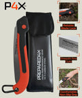 Folding Camp Saw With 8.5 Inch SK5 Steel Blade Heavy Duty Yet Lightweight Safety Lock Ergonomic Non Slip Grip For Effortless Wood Cutting On Trails Camps Or Survival Prep Go To Tool with pouch