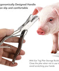 Stainless Steel Ear Tag Plier for Livestock Identification With V Shape Notcher and pig, ergonomic handle in use