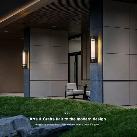 Modern Large Outdoor Sconce Lights 20 Inch High Matte Black Exterior Wall Light Waterproof Outdoor Lighting for house entryway at dusk