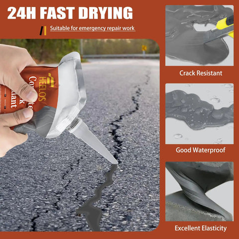 Two Pack Grey Self Leveling Concrete Crack Filler Sealant For Driveways Patios Sidewalks And Garage Floors DIY Friendly High Elasticity Flexible Waterproof Caulk That Moves With The Surface And Prevents Recracking in use on a cracked surface