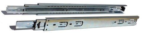 Side Mount Full Extension Drawer Slides With 1 Inch Over Travel, 100 Lb Capacity, 27 1/2 Inch Length, 10 Pack, Ball Bearing, Silver Finish