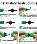 Installation steps for the Expandable Garden Hose Repair Kit With Dual Channel Connectors For Three Quarter And Five Eighth Inch Hoses.