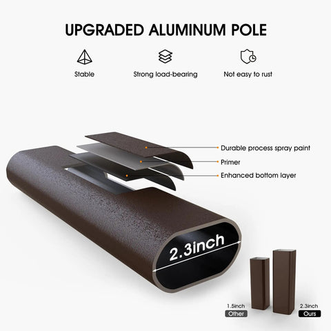 Close-up of aluminum pole construction showing layers, featured in Deluxe 3 Seat Backyard Outdoor Patio Porch Swing With Weather Resistant Steel Frame.