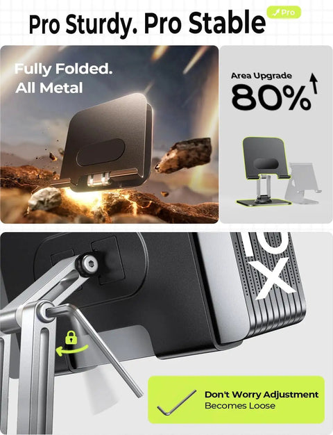 Adjustable Desk Tablet Stand With Rotating Display Durable Al Ti Alloy Holder For iPad And Kindle Fits 4.7 To 12.9 Inch Tablets