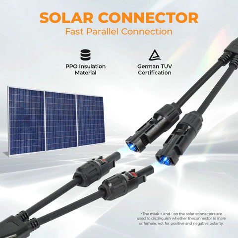 Beefy Solar Panel Y Branch Connector 2 To 1 Splitter Cable For Parallel Wiring with solar panel background