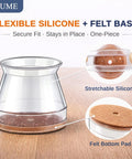 Silicone Chair Leg Protectors Fit 0.9 To 1.29 Inches, 32 Count Slip On Floor Caps with Felt Base Detail