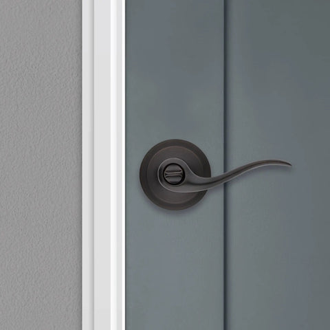 Interior Privacy Door Handle With Lock And Reversible Lever For Bedroom Or Bathroom Venetian Bronze Keyless Turn Lock With Microban Protection