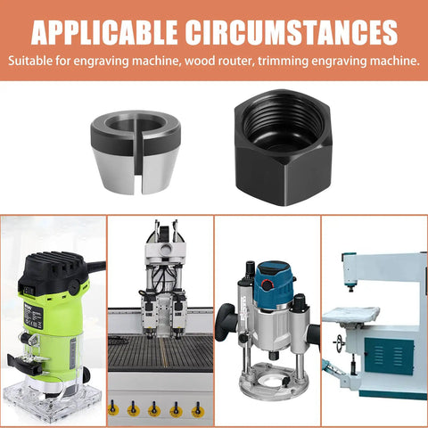 Collet Nut And Collet Cone Sleeve Combo For R2400 R2401 R86044 R860443 Laminate Trimmer Router applications and machines