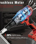 Upgraded Brushless Cordless Rivet Gun Tool Compatible With Milwaukee 18v Battery Includes Three Sizes Aluminum Rivets And Bright LED Light For Daily Workhorse Tasks No Battery Included Red showcasing powerful brushless motor.