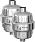 No BS Shower Filter For Hard Water And Chlorine Removal, Heavy Duty Shower Head Filtration, 2 Pack Family Set, Chrome ABS