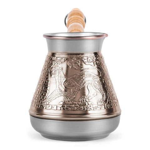 Leopard Copper Turkish Cezve 14 Fl Oz 400 Ml Large Turkish Coffee Pot With Wooden Handle For Turkish Greek And Arabic Coffee Makers Built To Last Tin Lined Copper Jezve