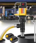 Handheld Cordless Oil Pump With 2 Batteries And 100W Motor For Liquid Transfer Adjustable Speed Up To 7M Lift on drum with hose.