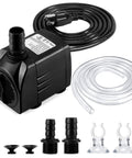 Submersible Fountain Pump With Ultra Quiet Operation 400 GPH 25W Outdoor Water Pump with tubing and nozzles for ponds and aquariums