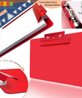 Horizontal Aluminum Clipboard With Secure Spring Clip Letter Size Flat Hangable Contractor Clipboard in red.
