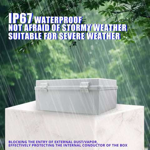 Tough As Nails Outdoor Weatherproof Electrical Box With Internal Mounting Panel, rugged project box in rain, IP65 rating