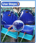 Steps showing use of Massive Capacity Collapsible Water Bladder Tank For Gardens And Farms, 1136L Portable Water Storage Bag